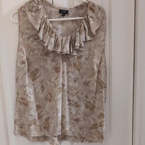 Talbots Tan Ruffled Sleeveless Top